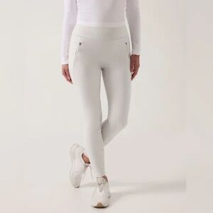 Athleta Peak Hybrid Fleece Tights Gray Cream S Small